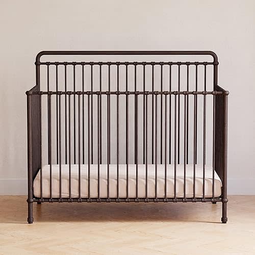 Namesake Winston 4-in-1 Metal Baby Crib Convertible to Toddler Bed & Daybed & Full-Size Bed - GREENGUARD Gold Certified - 4 Adjustable Mattress Heights - Conversion Kit Sold Separately - Vintage Iron