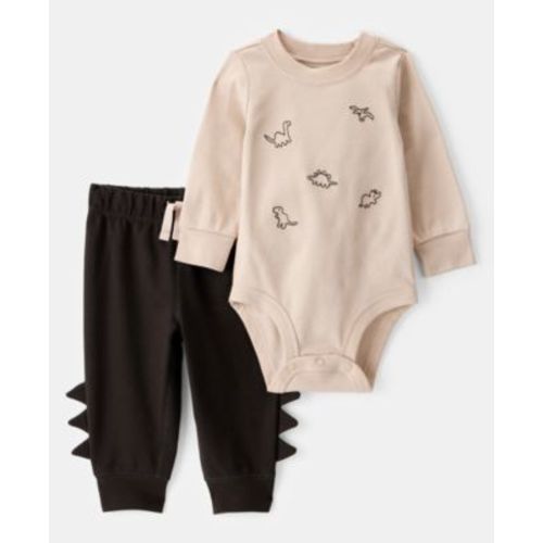 Baby Boys Cotton Dinosaur Long-Sleeve Bodysuit & Pants, 2 Piece Set