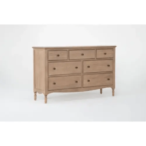 Deliah Natural Wood 38" 7 Drawer Dresser | Solid hardwood
