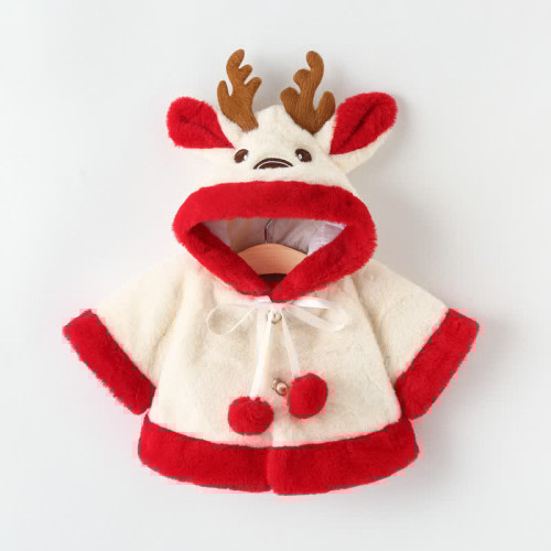 Baby Reindeer Fleece Hooded Warm Cape