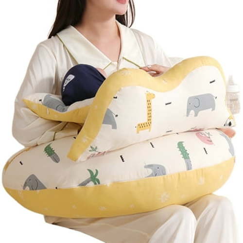 MaBabies Nursing Pillow for Breastfeeding with Adjustable Waist Strap and Removable Cotton Cover, Breast feeding Pillow, Bottle Feeding Pillow