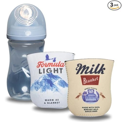 American Beer Themed Coozies for Baby Bottles - Funny Gift for New Parents & Baby Showers - (2 Premium Designed Neoprene Coozies + BPA/Lead/Phthalate Free Bottle Included) (Design 3)