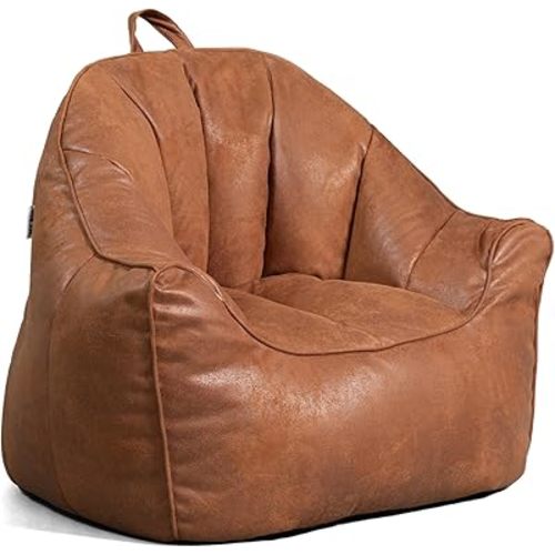 Big Joe Hug Bean Bag Chair, Tan, Vegan Suede, Kids and Teens, 3 feet