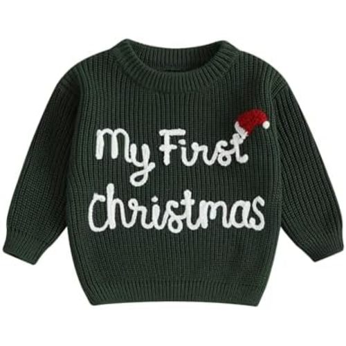 MoZiKQin Baby Christmas Outfit Boy Girl First Christmas Sweater Infant Toddler Knit Ugly Sweaters Fall Winter Clothes