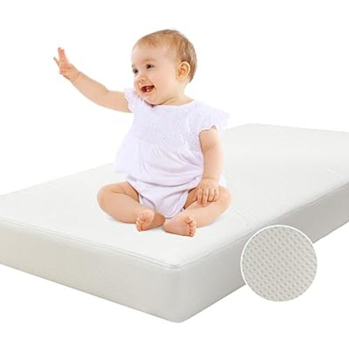 BABELIO Crib Mattress, Toddler Mattress for Toddler Bed, Memory Foam Baby Mattress, Dual Sided with Tencel Cover & Waterproof Lining