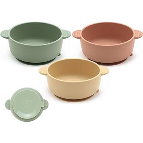 3 Pack Baby Bowls, Suction Bowls for Baby and Toddlers, BPA Free Food Grade Silicone Bowl Feeding Supplies, Dishwasher and Microwave Safe, Multicolor