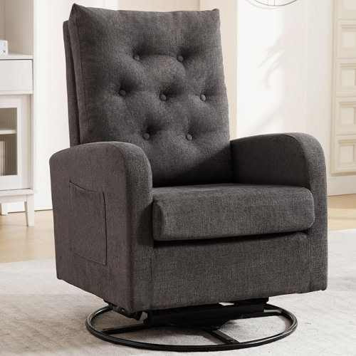 Ebern Designs Tahliyah Upholstered Swivel Rocker Glider Nursery Chair | Wayfair