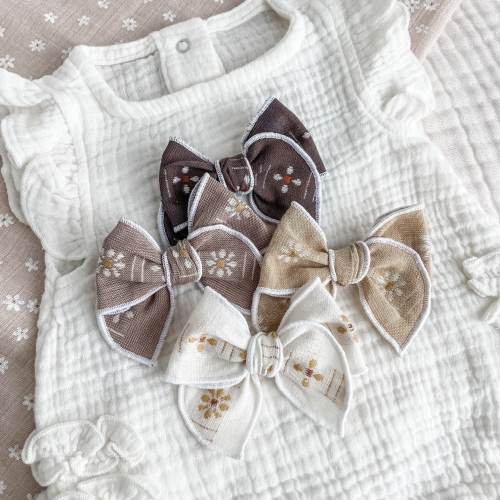 Daisy Fable Bows, Baby Girl Headband, Neutral Bow, baby headband, girls hair bow, newborn headband, boho hair bow, hair clips, baby hair bow