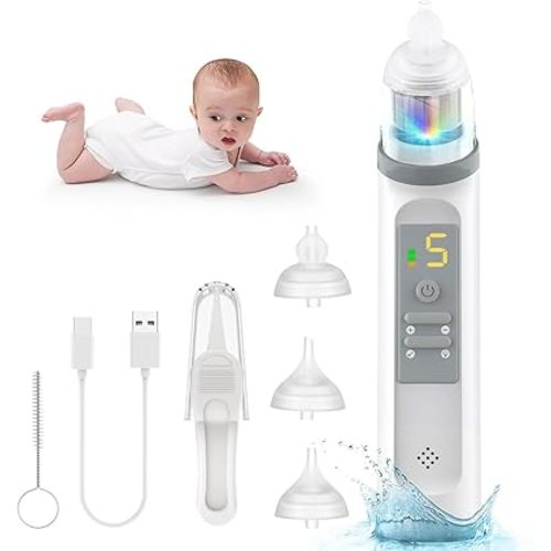 Nasal Aspirator - Baby Nose Sucker with 5 Levels, Music & Light Function, Automatic Suction