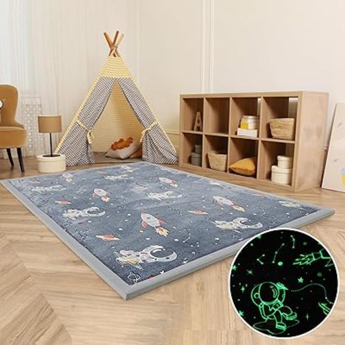MAXYOYO Baby Play Mat, 1.2" Thick Memory Foam Soft Padded Carpet with Non-Slip Backing, Japanese Tatami Rug Living Room for Kids Toddler Children Nusery