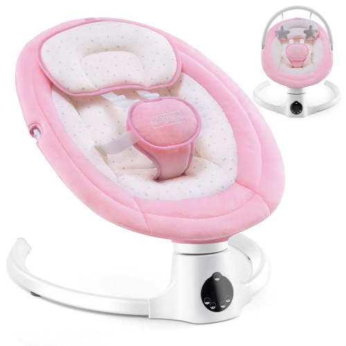 HARPPA Baby Swing for Girl with Remote Control, 5 Sway Speed, 10 Lullabies, Pink