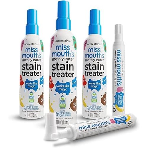 Miss Mouth's Messy Eater Stain Treater Pens & 4oz 3-Pack - On-the-Go Spot Remover for Clothes - Portable Baby Stain Spray, Newborn Essentials