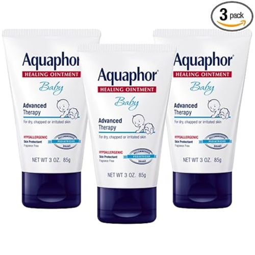Aquaphor Baby Healing Ointment, Advanced Therapy for Chapped Cheeks and Diaper Rash, 3 Ounce (Pack of 3)
