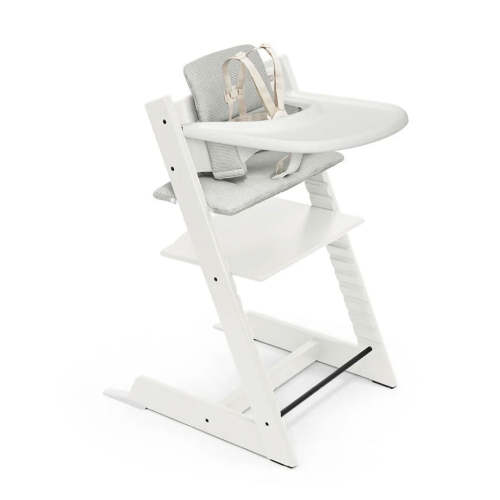 Tripp Trapp High Chair² + Cushion & Tray Bundle - White/Nordic Grey