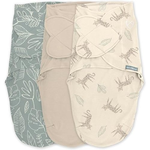 SwaddleMe by Ingenuity Monogram Collection Swaddle, 3-Pack, for Ages 0-3 Months - Born Free