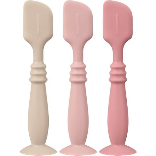 3 Packs Silicone Diaper Cream Applicator with Suction Base, Diaper Cream Spatula Applicator for Babies, Soft Silicone Diaper Cream Brush (Shifting Sand/Blush/Mauve)