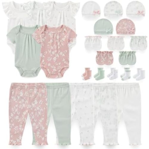 Newborn Baby Layette Essentials Giftset Clothing Set Short-Sleeve Bodysuit and Long Pants