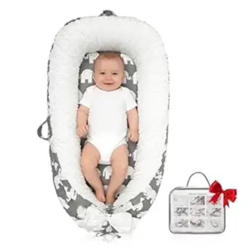 Baby Support Cushion | Organic Cotton Infant Support Cushion| Reversible, Adjustable & Portable Floor Cushion | Soft, Breathable, Washable Cover