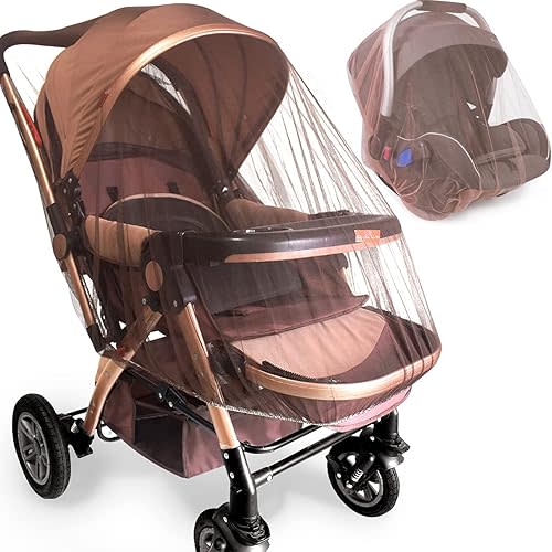 Mosquito Net for Stroller (2 Pack) - Durable Baby Stroller Mosquito Net - Perfect Bug Net for Strollers, Bassinets, Cradles, Playards, Pack N Plays and Portable Mini Crib (Coffee) …