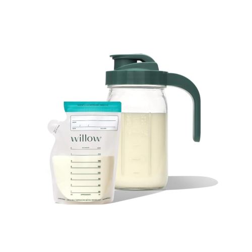Willow - Glass Breastmilk Pitcher & 8oz Breast Milk Storage Bags Bundle