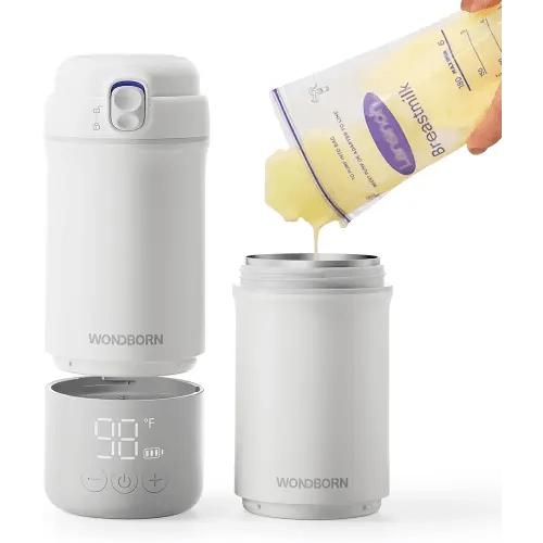 Portable Bottle Warmer for Travel, Dishwasher Safe, 3X Faster & Even Heating, 8 Feeds per Charge, 17oz, 1℉ Precise Adjust, Thaw, Keep Warm, Use While Charging, for Breastmilk & Formula