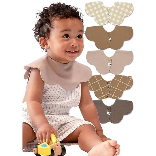Konny Baby Bibs 5-Pack, 360 ​​° Rotate, Soft and Absorbent Bandana Drooling for Boys Girls baby Essentials