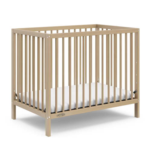 Graco Teddi 4-in-1 Convertible Mini Baby Crib with Mattress, Driftwood