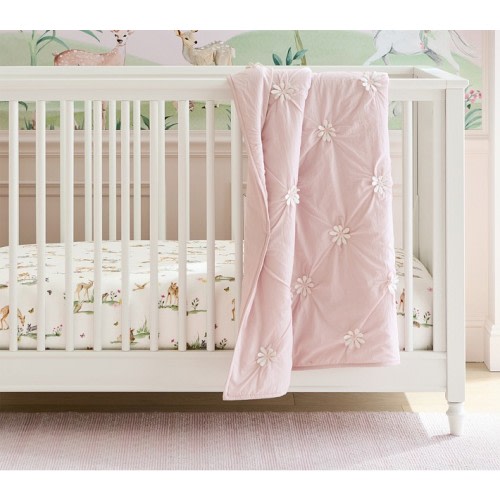 AERIN Daisy Baby Quilt, Embroidered Cotton | Pottery Barn Kids