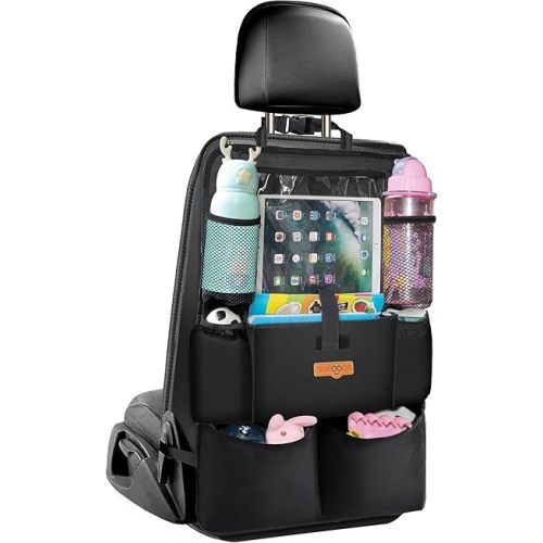 SURDOCA Upgraded Car Organizer with 11-inch Tablet Holder, 8 Pockets, Car Seat Protector for Road Trips - Car Storage and Organizers for Kids