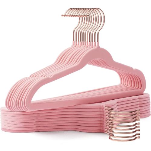 Toddler Hangers,50 Pack 11 Inch,Velvet Baby Hangers Slim & Space-Saving,Baby Clothes Hangers with 360 Swivel Hook,Heavy Duty Felt Hanger for Childrens Coats, Pants,and Dress (Pink)