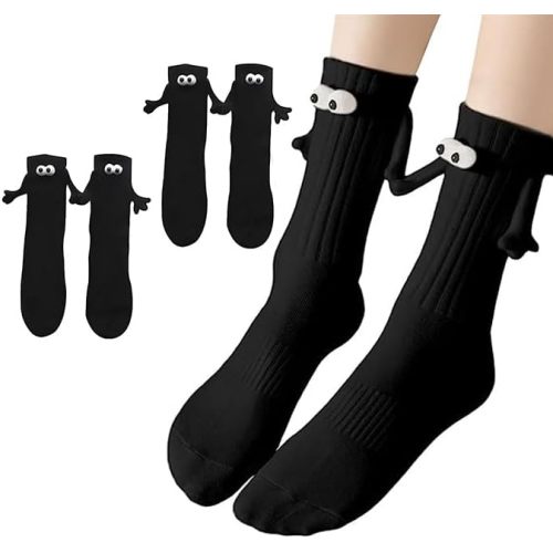 2 Pairs Magnetic Holding Hands Socks - Funny Gifts for Women & Men, Teens, Couples, Friends