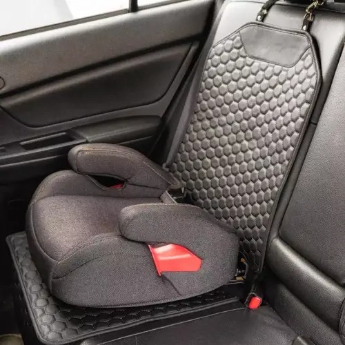 Car Seat Protector Mat  |  Black “Hexy” by Owleys