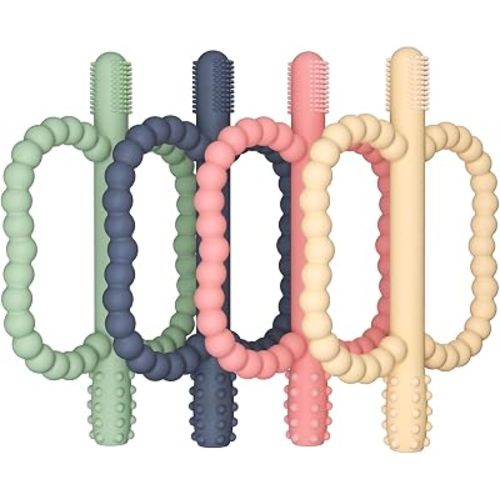 2 Pack Baby Silicone Teething Toys, Teething Sticks for Babies,Silicone teether Tubes for Baby Girl,BPA Free, Soothe Gums for 0-6 3-12 18-36 Months, Newborn Infants Toddler Sensory Chew Toys