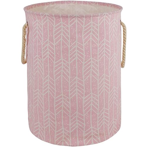 VAIVUSTO Round Laundry Basket, Waterproof Canvas Large Clothes Basket Laundry Hamper with Rope Handles,Cute Cartoon Kids Nursery Hamper for Girls Room,Toy Storage (Pink Arrow)