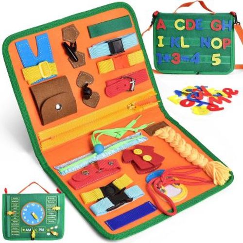 Busy Board Montessori Toys for Boy & Girl Birthday Gifts, Busy Book for Toddlers 1-3Sensory Board Toddler Travel Toys Fine Motor Skills