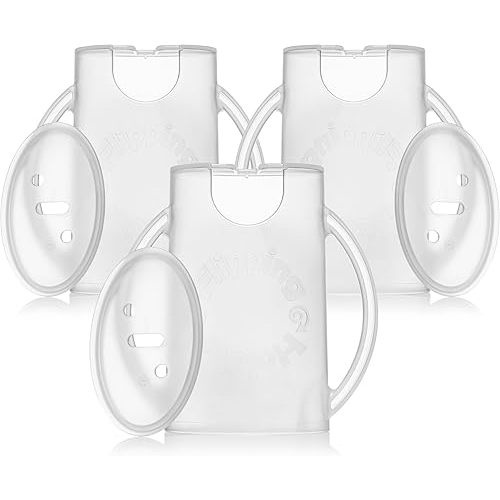 Squeeze Proof Food Pouch Holder for Toddlers, Babies, Kids, Mess Free No Squeeze Juice Box Drink Holder with Easy Grip Handles and Lid - Made in USA (White 3 Pack)