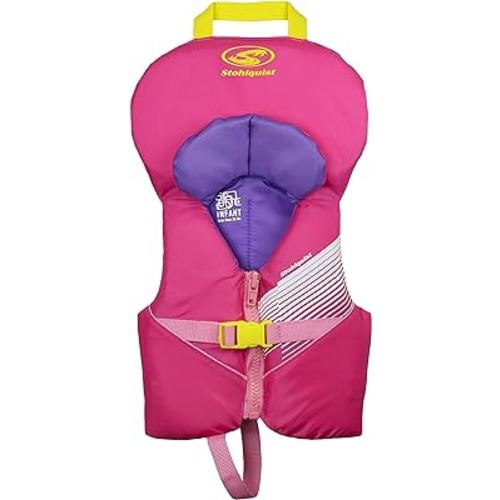 Stohlquist Waterware Toddler Life Jacket Coast Guard Approved Life Vest for Infants, Pink/Purple, 8-30 Pounds