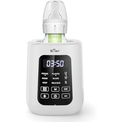 Bear Baby Bottle Warmer, Milk Warmer Breastmilk Bag Formula Fast Warming for New Born Baby Bottles, with Time Temp Control Automatic Shut Off at Home Use