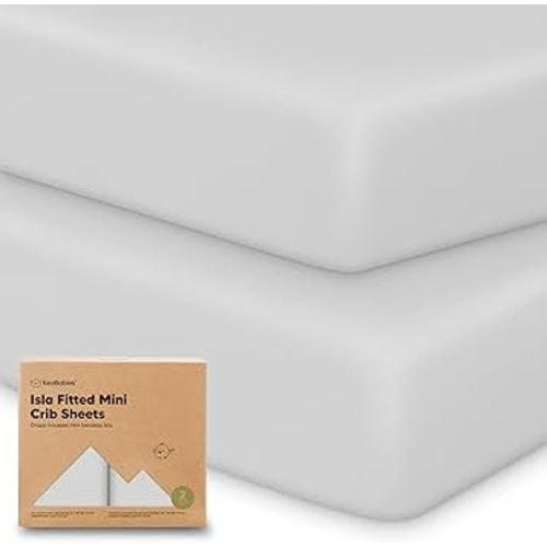 Pack and Play Sheets Fitted - 2-Pack Mini Crib Sheets for Pack N Play Mattress 38x26, Soft & Cozy, Neutral Toddler Playard Bedding, Snug Fitted Mini Baby Crib Mattress Cover Boy, Girl (French Gray)