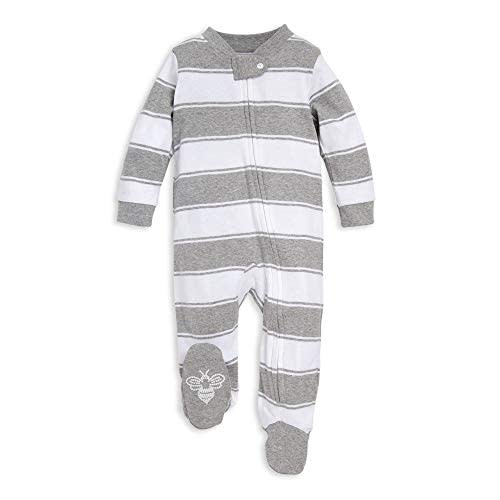 Burt's Bees Baby Boys' Sleep & Play PJs, 100% Organic Cotton One-Piece Zip Front Jumpsuit, Baby Boys Footie Pajamas & PJs