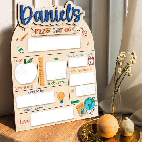 Personalized First & Last Day of School Interchangeable Sign, Custom Wooden School Board Gift for Student, First Day Of School Sign