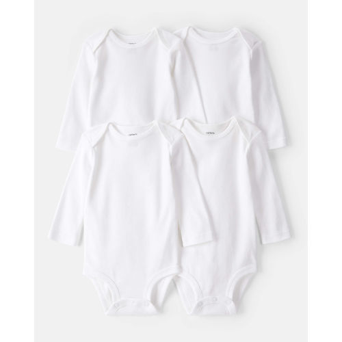 Baby 4-Pack Long-Sleeve Bodysuits - White