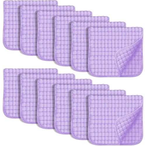 SWEET DOLPHIN 12 Pack Muslin Burp Cloths Large 100% Cotton Hand Washcloths for Baby - Baby Essentials Extra Absorbent and Soft Boys & Girls Milk Spit Up Rags for Newborn Registry - Purple, 20" X10"