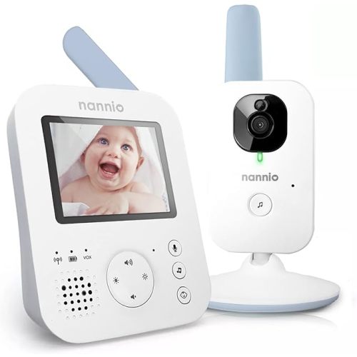 nannio Hero 2 Video Baby Monitor with Camera and Audio, HD Video, 2-Way Audio, Night Vision, Voice Activation, 5 Lullabies, Plug-and-Play, Secure Transmission, No WiFi, 2 Years Warranty, Ideal Gift