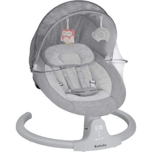 Ezebaby Baby Swings for Infants, Portable Baby Swing for Newborn, with Remote Control, 5 Swing Amplitudes, 3 Seat Positions, 5 Point Harness Belt, Preset Lullabies - Infant Swing for Baby 0-6 Month