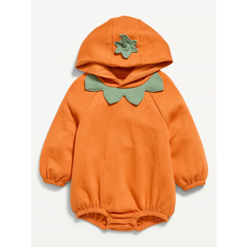 Hooded Pumpkin Critter Fleece One-Piece Romper for Baby