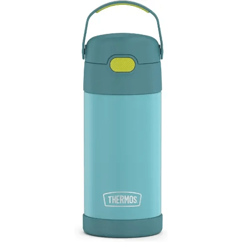 THERMOS FUNTAINER Water Bottle with Straw - 12 Ounce, Blue/Green - Kids Stainless Steel Vacuum Insulated Water Bottle with Lid