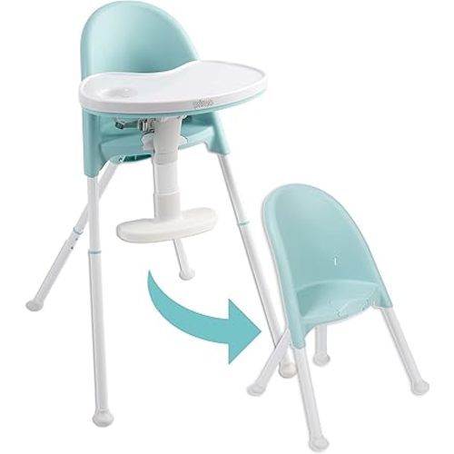 Primo Cozy Tot Deluxe Convertible Folding High Chair - Portable Foldable Baby Chair/Toddlers Highchair - Travel Friendly, Removable EZ Clean Tray, Teal/White, 22"x21"x33.5"