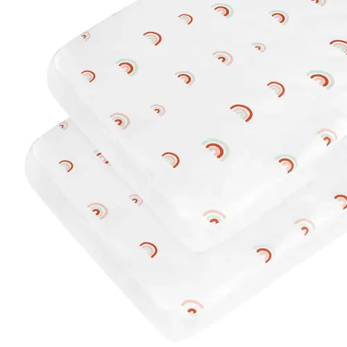 Crib Sheets Boy Girl, 2 Pack Baby Crib Sheets for Standard Crib Mattress & Toddler Bed Mattress, Snug Fit Breathable Soft Fitted Crib Sheet, Crib Sheets, Rainbow