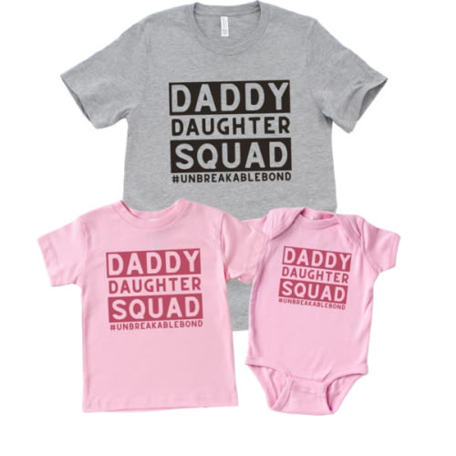 (3T - white design, pink shirt) Daddy and Daughter Squad, Cute Father and Daughter Matching Outfits, First Fathers Day Gifts from Baby Girl, Dad Birthday Gift, Daddy and Daughter Matching Clothes, Daddy and Me Matching Shirts